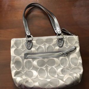 Coach handbag - silver tote excellent condition